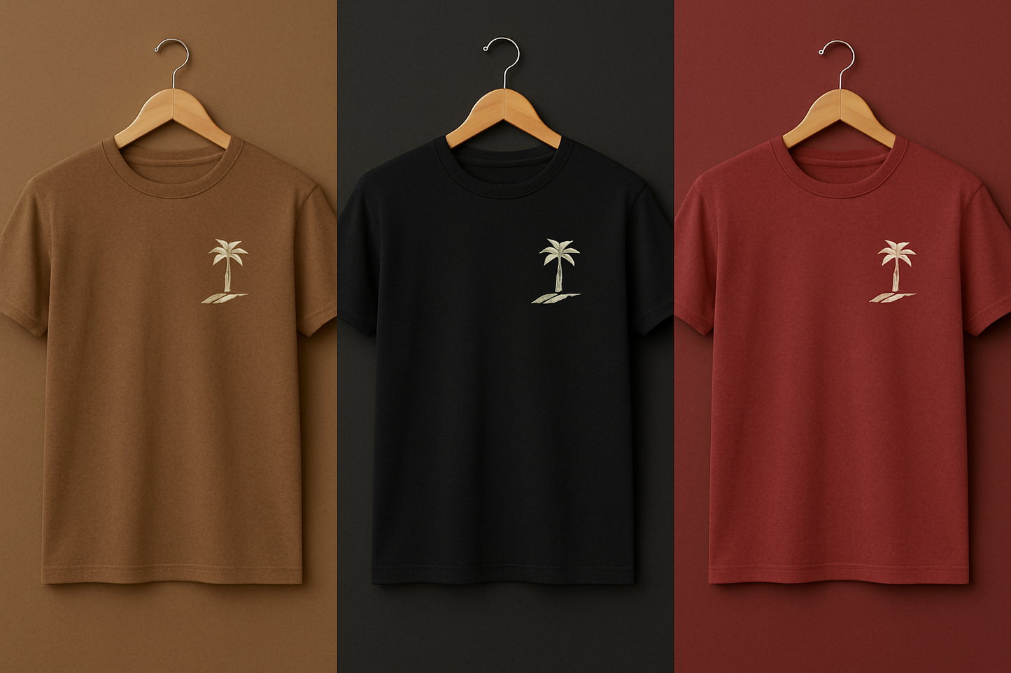 Palm Street Bundle of 3 Printed T-Shirts - PBUN3TS4 - Maroon Brown Black