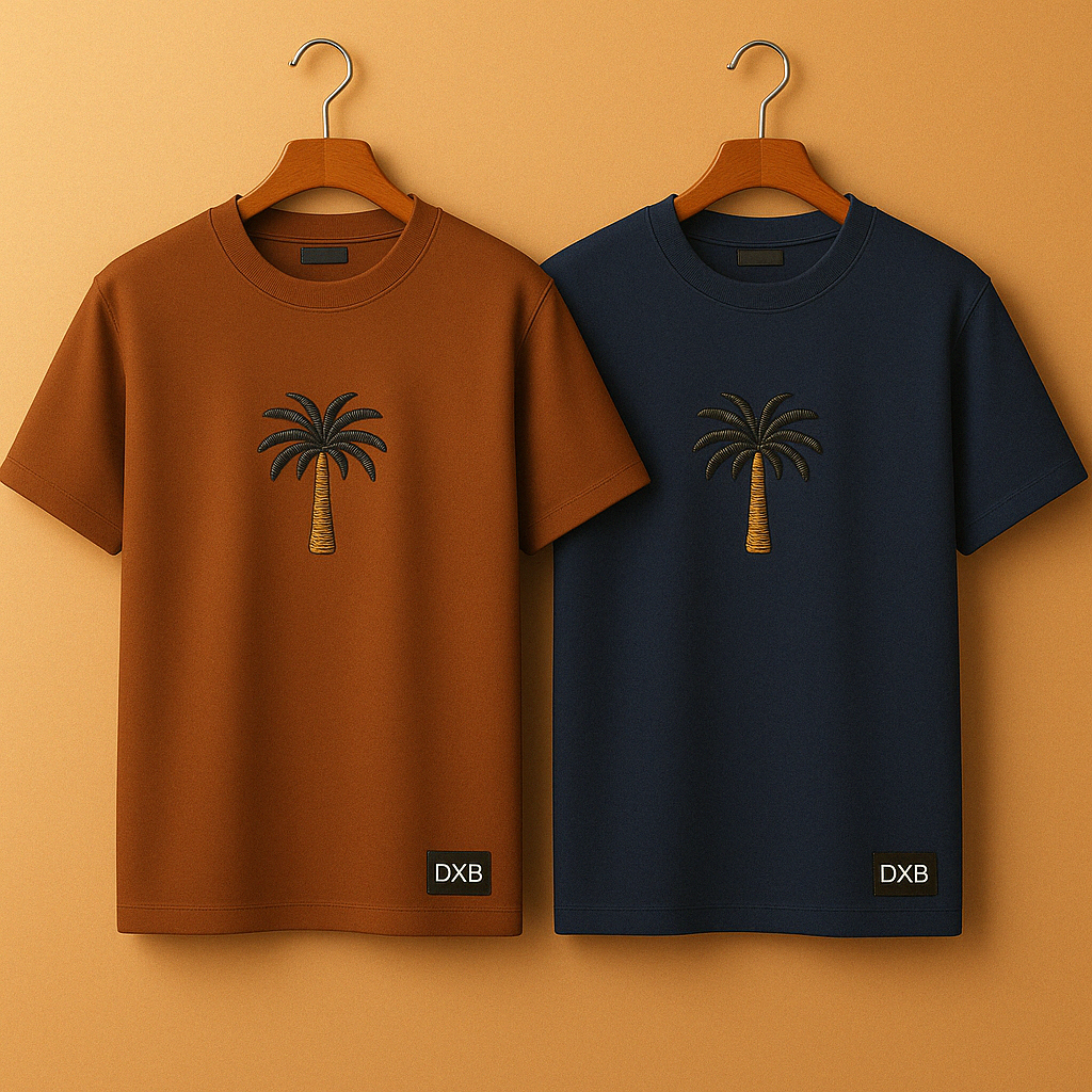 Palm Street Bundle of 2 Printed T-Shirts - PBUN2TSDX2 - Navy Blue Brown