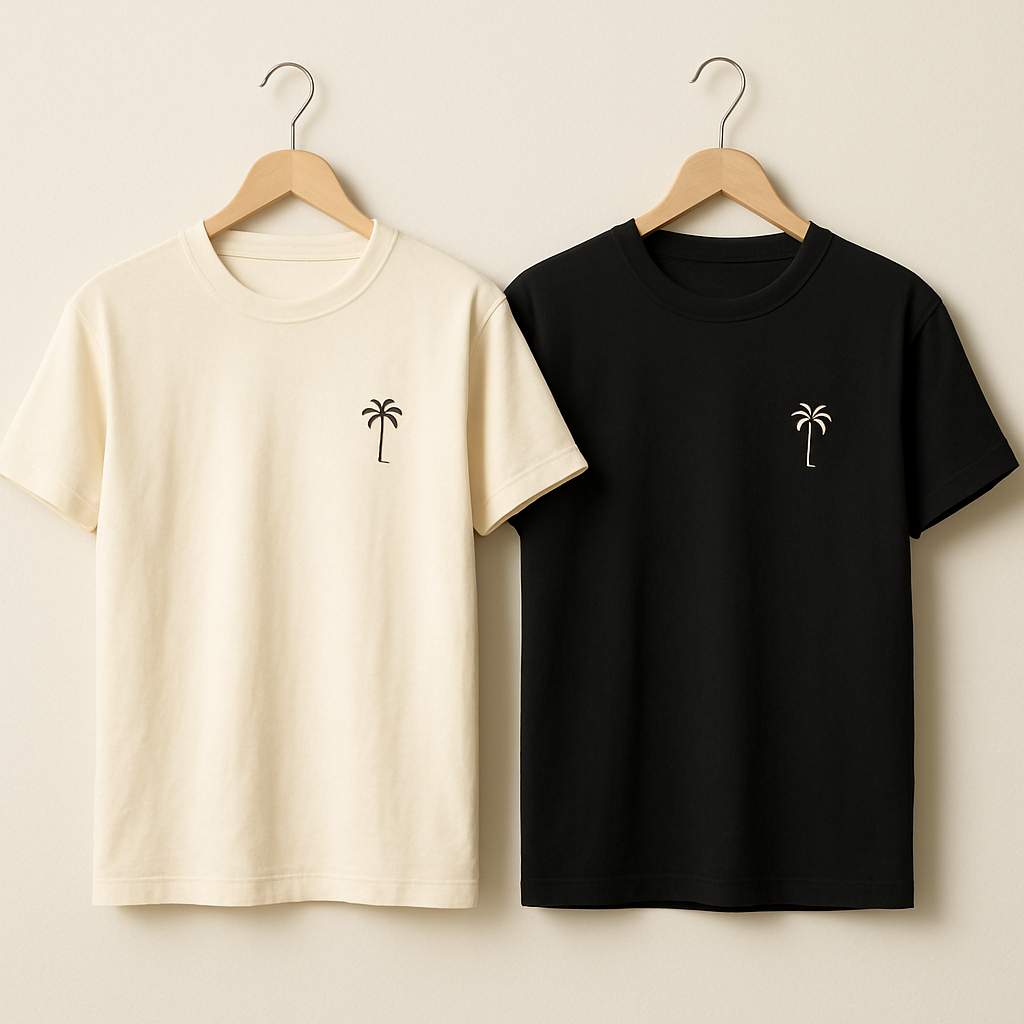 Palm Street Bundle of 2 Printed T-Shirts - PBUN2TS10 - Black Cream