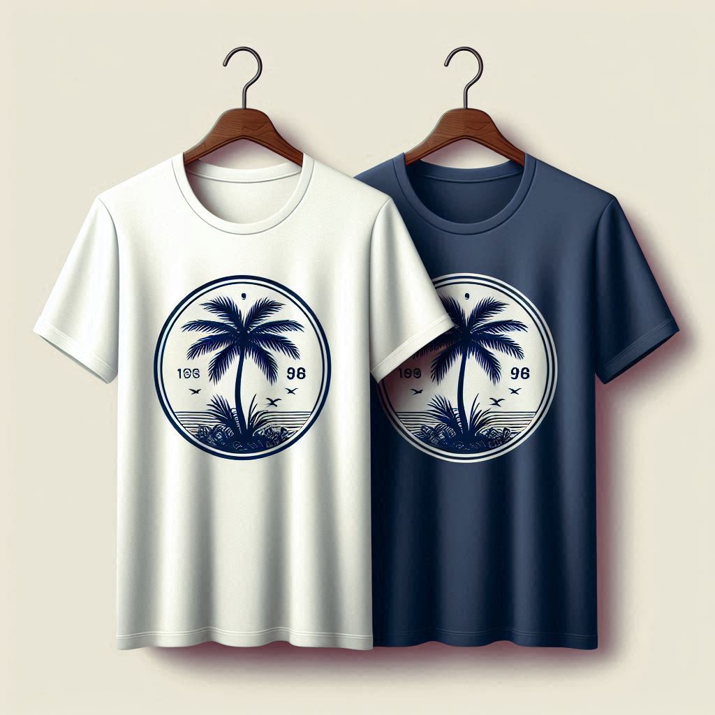 Palm Street Bundle of 2 Printed T-Shirts - PBUN2TS2 - Navy Blue White