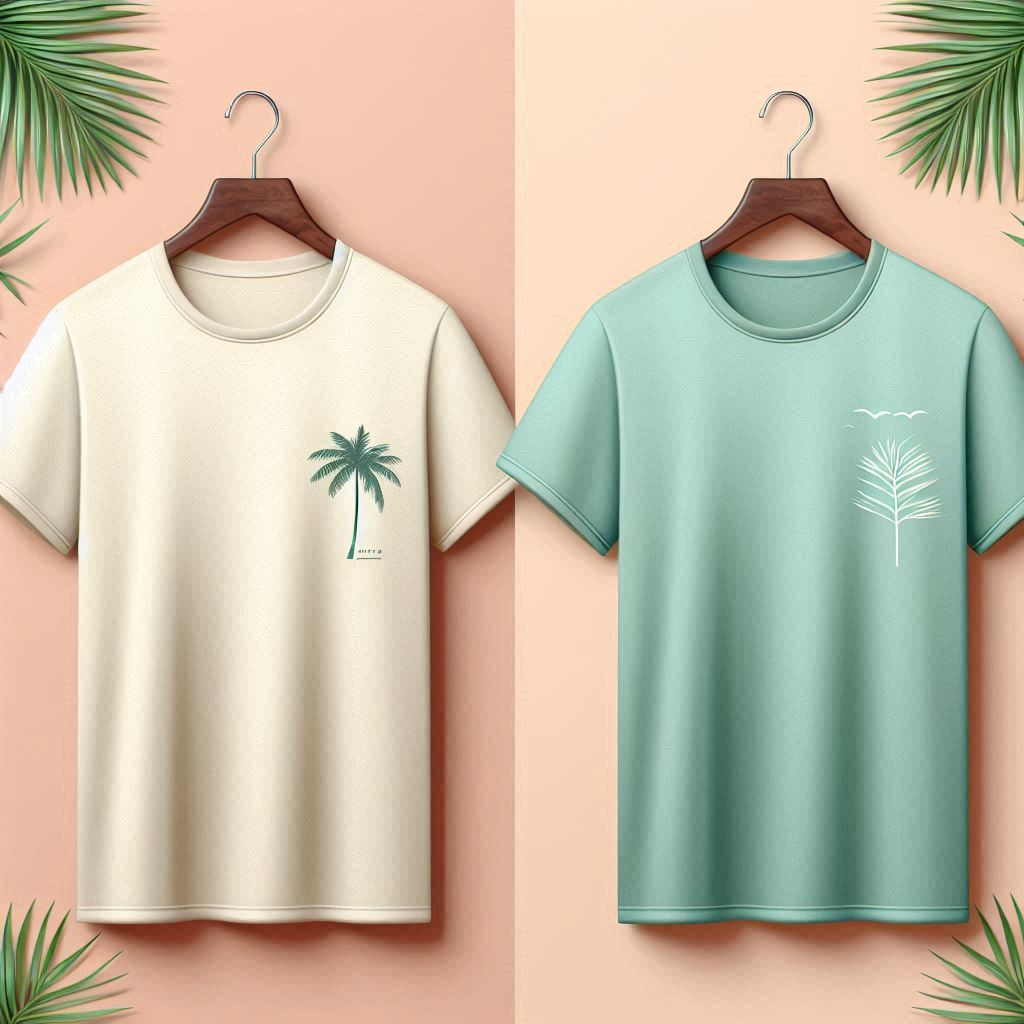 Palm Street Bundle of 2 Printed T-Shirts - PBUN2TS12 - Mint Green Cream