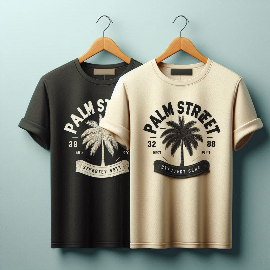 Palm Street Bundle of 2 Printed T-Shirts - PBUN2TS1 - Black Cream