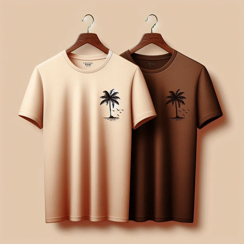 Palm Street Bundle of 2 Printed T-Shirts - PBUN2TS15 - Brown Cream