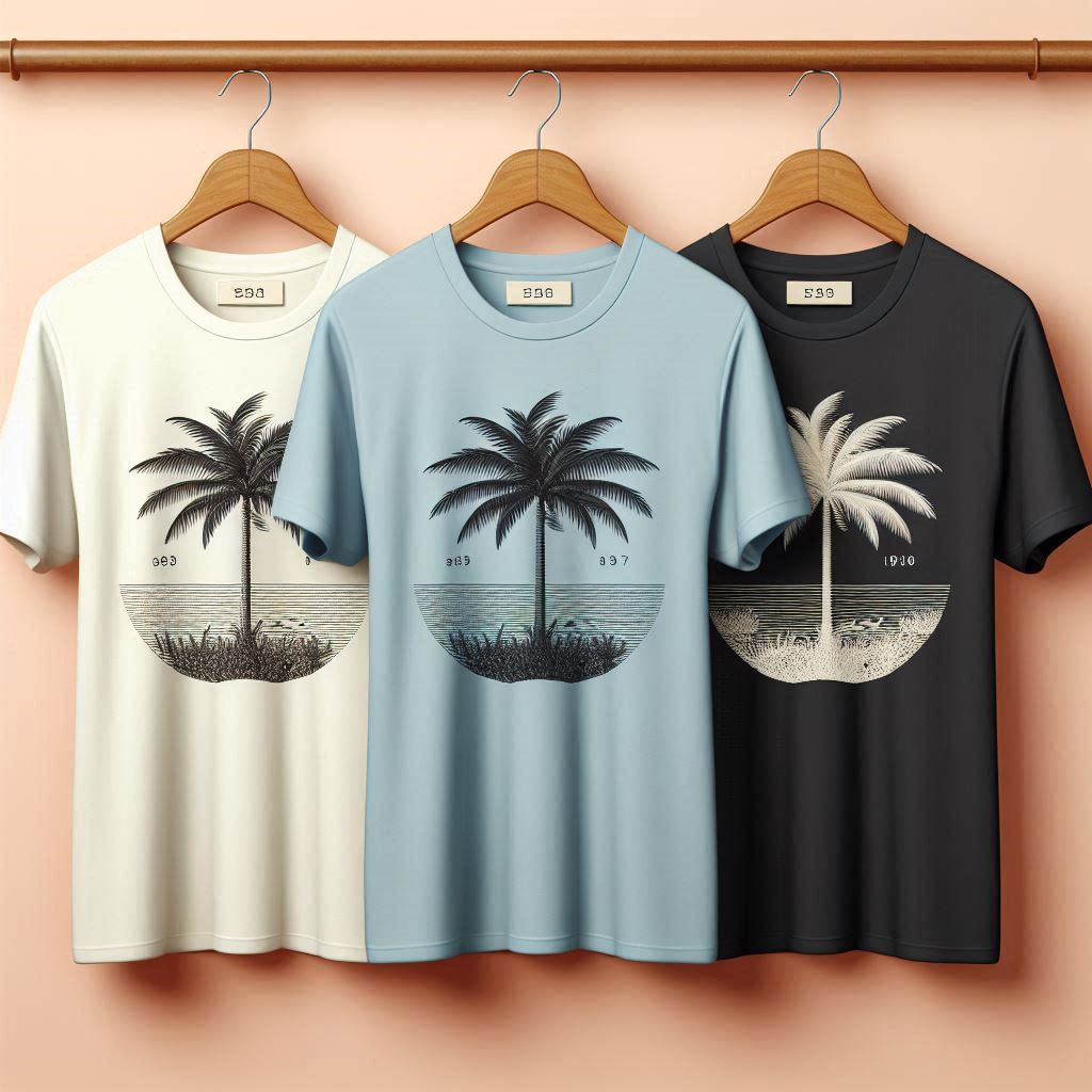 Palm Street Bundle of 3 Printed T-Shirts - PBUN3TS1 - Navy Blue White Light Blue