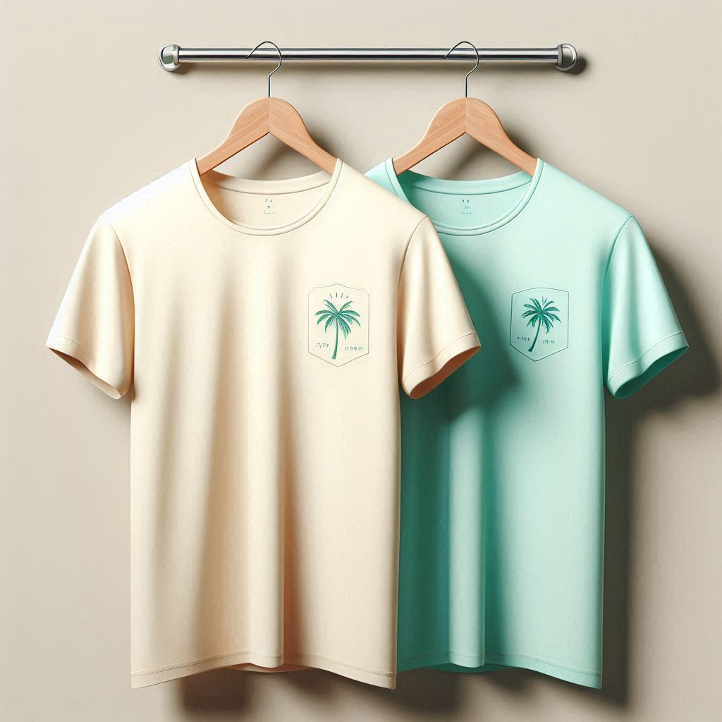 Palm Street Bundle of 2 Printed T-Shirts - PBUN2TS13 - Mint Green Cream