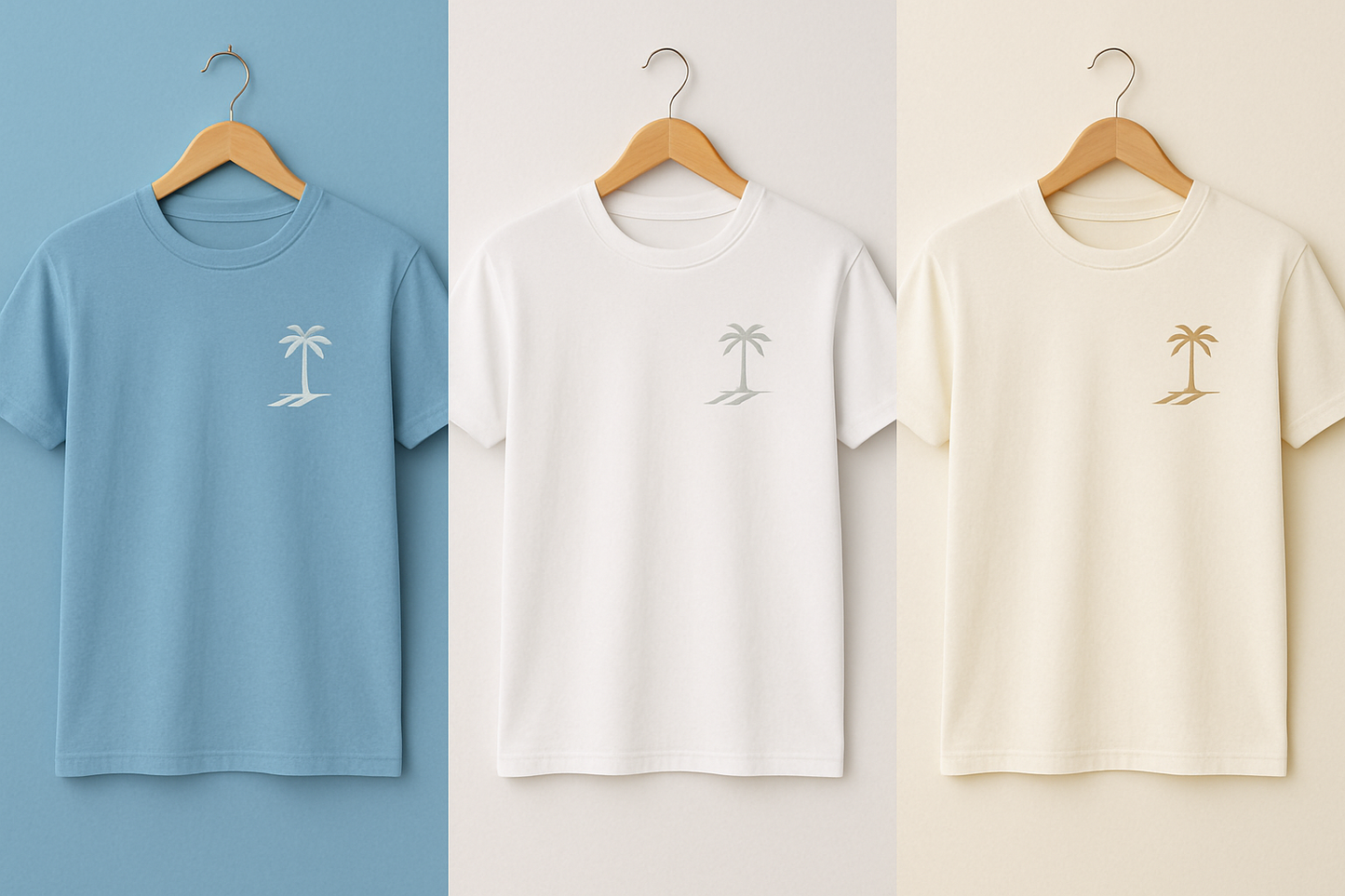 Palm Street Bundle of 3 Printed T-Shirts - PBUN3TS5 - Cream White Light Blue