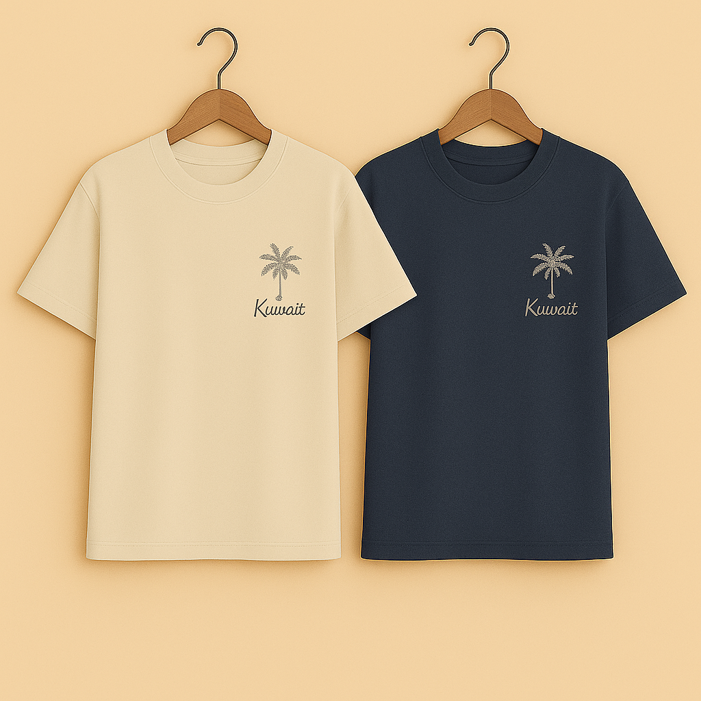 Palm Street Bundle of 2 Printed T-Shirts - PBUN2TSKU2 - Cream Navy Blue