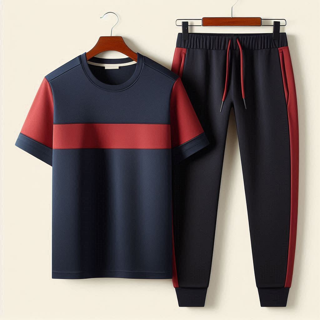 Palm Street Contrast T-Shirt and Pants Set - PSCPTSP2