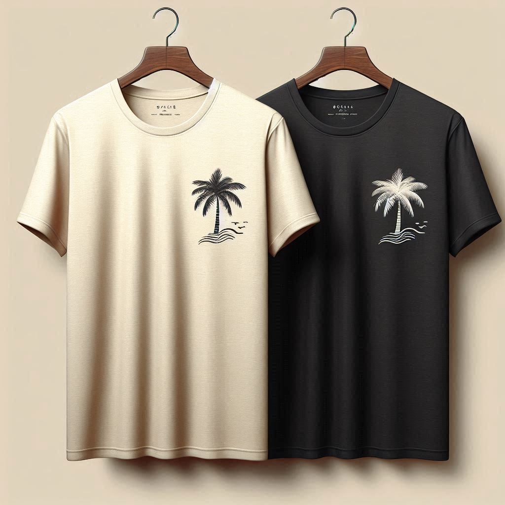 Palm Street Bundle of 2 Printed T-Shirts - PBUN2TS9 - Black Cream