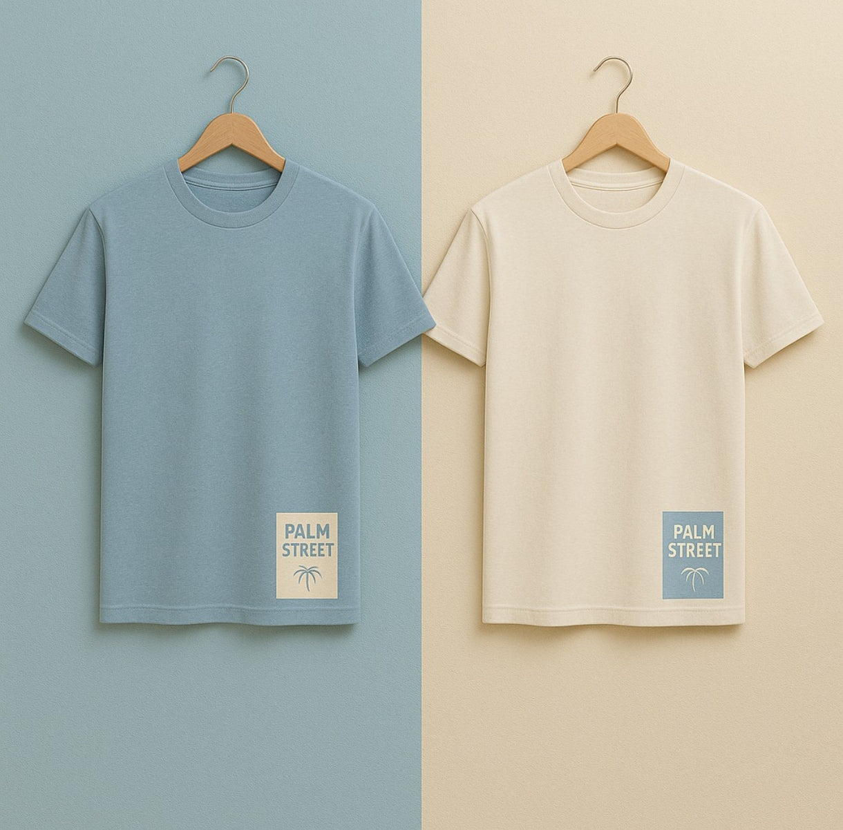 Palm Street Bundle of 2 Printed T-Shirts - PBUN2TS16 - Light Blue Cream