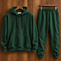 Fifth Avenue Mens Classic Hoodie and Jogger Pants Plain Co Ord Set - Green