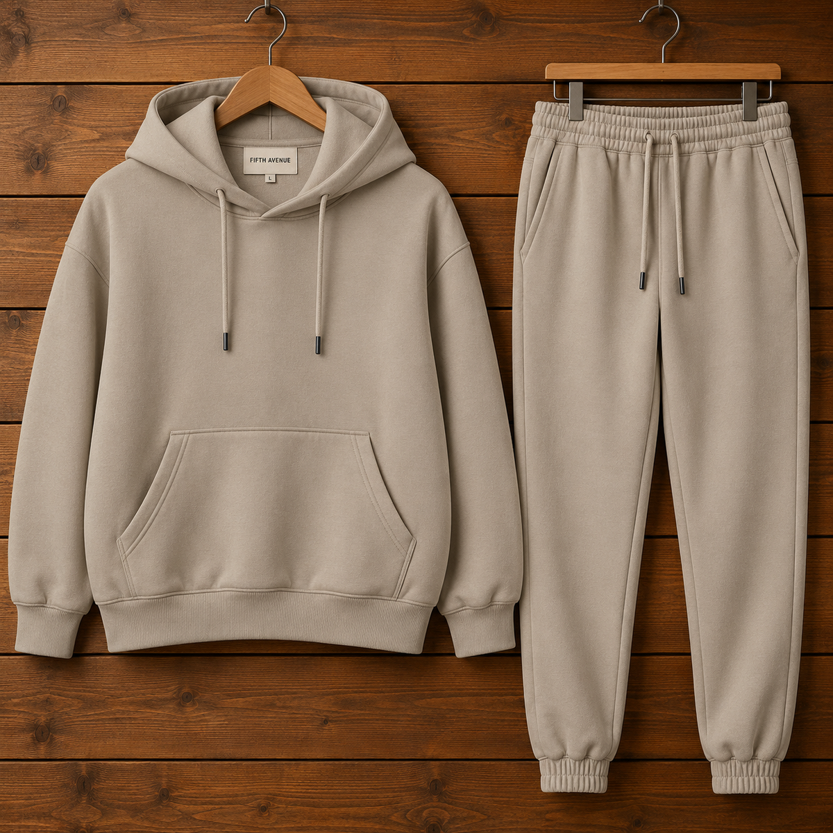 Fifth Avenue Mens Classic Hoodie and Jogger Pants Plain Co Ord Set - CRBEI